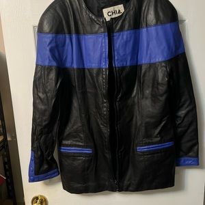 Ladies vintage leather jacket. Chia brand. Size large